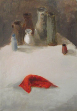Nature-morte-avec-un-tissu-rouge,-87X60,-huile-sur-toile,-2012